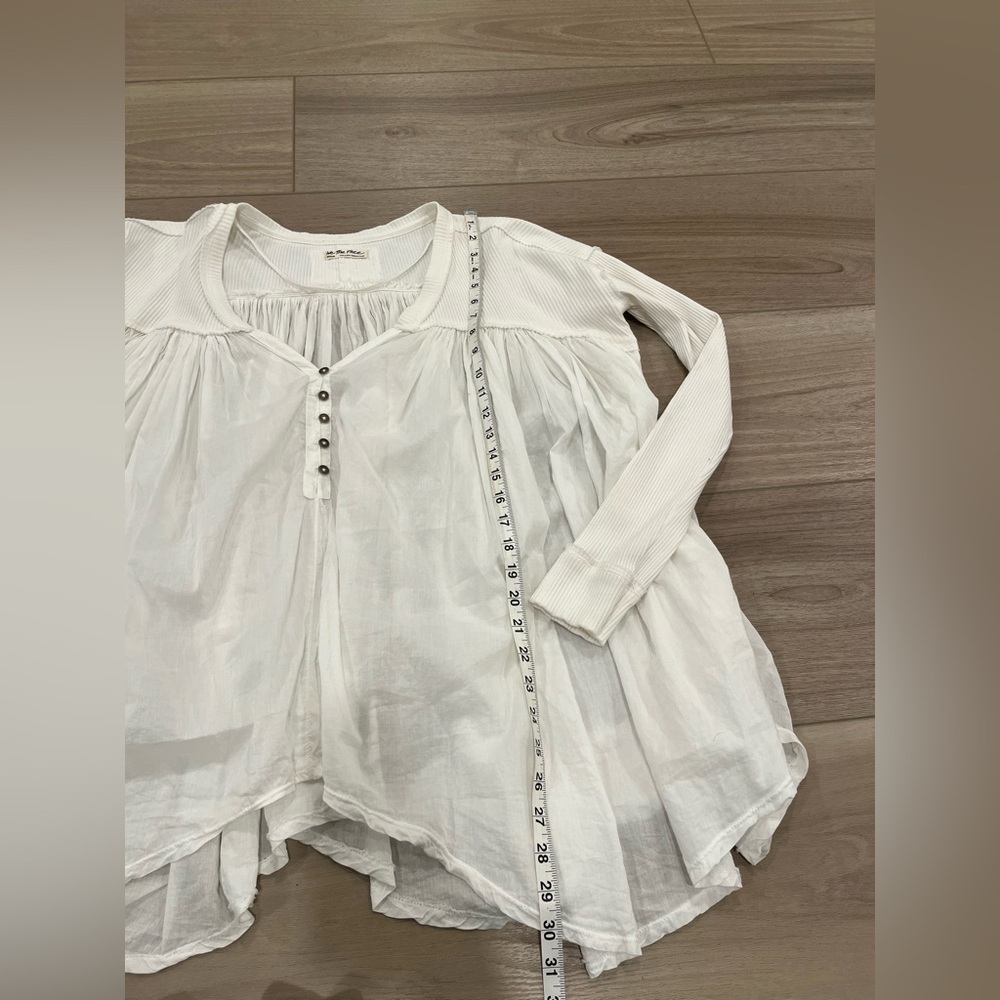 Free People We The Free Lyrical Tunic Cream Cotton Flowy Tunic Top Size M - Picture 6 of 9